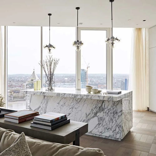 Contemporary kitchen - Arabescato - eggersmann küchen GmbH & Co. KG - marble / island / hidden