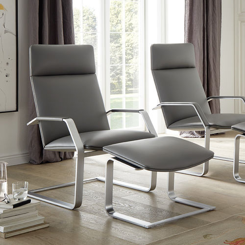 Contemporary armchair - CL 260/265 - Erpo Möbelwerk GmbH - leather / steel / with footrest