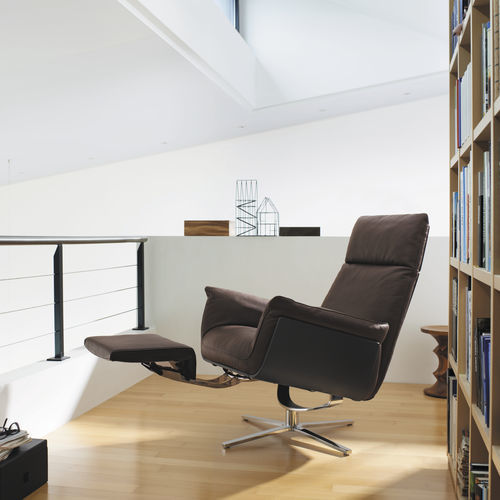 Contemporary relax armchair - Shelby - Frank Sitzmöbel GmbH - fabric / leather / with footrest