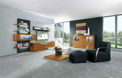 Contemporary TV wall unit - CURVE  - Hartmann Möbelwerke GmbH - solid wood / with built-in light