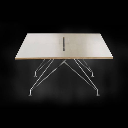 Contemporary boardroom table - POMO - Mobel - wooden / metal base / rectangular