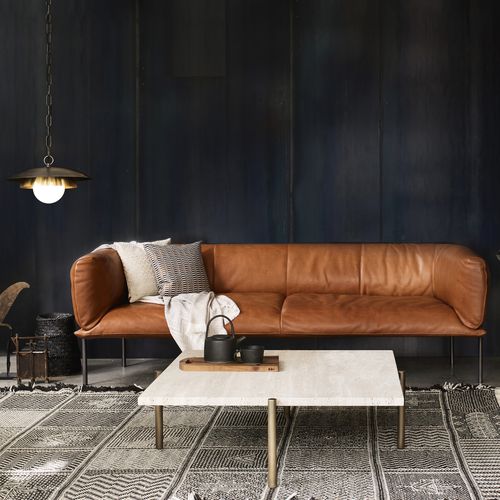 Contemporary sofa - RONDO - Molinari Design Srl. - brown / leather / metal