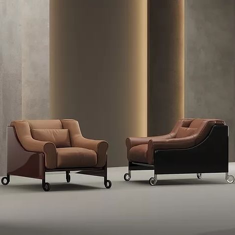 Contemporary armchair - COMPAGNA - Molinari Design Srl. - leather / wooden / brown