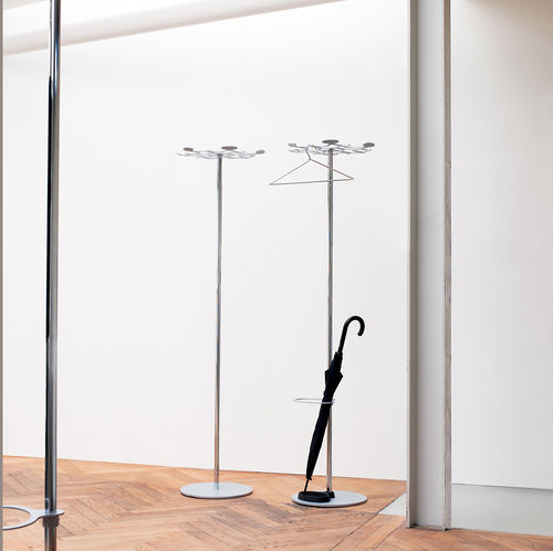 Floor coat rack - SLEIS - MOX AG - contemporary / chromed metal / with integrated umbrella stand