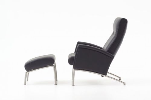 Contemporary armchair - FLY - Nielaus Møbler ApS - fabric / with footrest / with reclining back