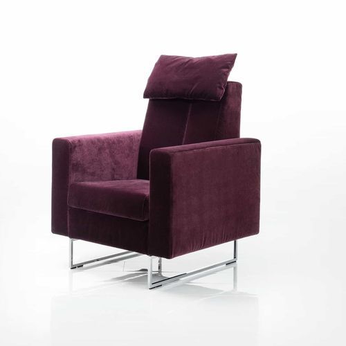 Contemporary armchair - embrace - bruehl - fabric / leather / solid wood