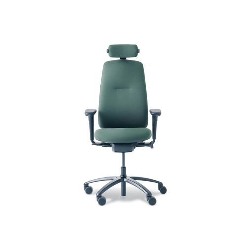 Plastic task chair - LOGIC 220 - Martela - aluminium / fabric / with headrest