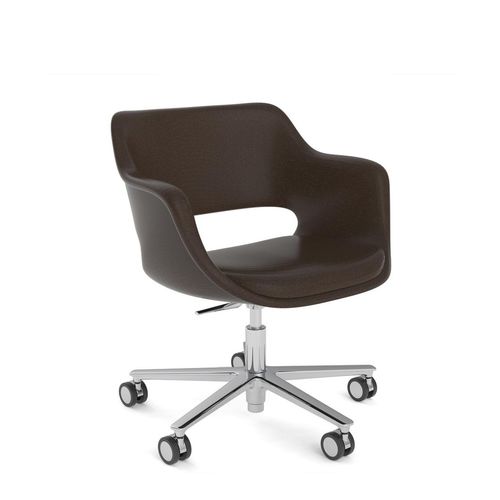 Contemporary conference chair - Kilta - Martela - indoor / leather / polished aluminum
