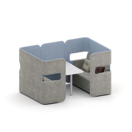 Acoustic office pod - PODMEETING - Martela - with integrated electrical outlet / oak / ash