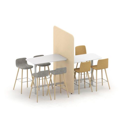 Floor-mounted office divider - PODMEETING XPRESS - Martela - fabric / laminate / ash