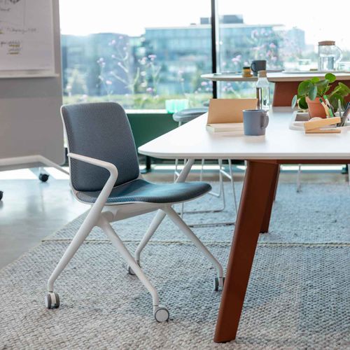 Contemporary conference chair - BOWI - Haworth Europe - indoor / plastic / fabric