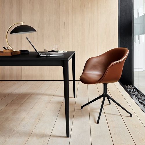 Scandinavian design visitor chair - ADELAIDE - Haworth Europe - indoor / leather / oak