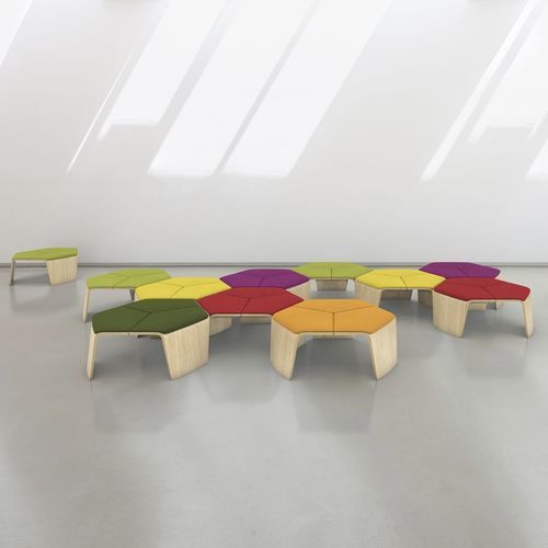 Contemporary stool - HOC - Haworth Europe - beech / plywood / beech base