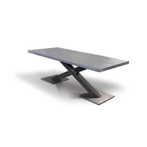 Contemporary dining table - X-RAY - Ecomatrix SRL - oak / oiled wood / painted steel base