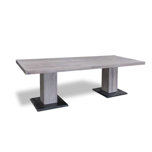 Contemporary table - BIG FOOT - Ecomatrix SRL - oak / oiled wood / steel base