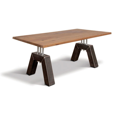 Industrial design table - DETROIT - Ecomatrix SRL - oak / oiled wood / steel base