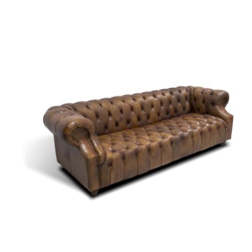 Chesterfield sofa - Ecomatrix SRL - leather / with removable cushion / brown