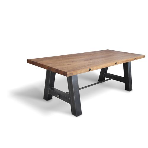 Industrial design dining table - BLOCK - Ecomatrix SRL - oak / oiled wood / steel