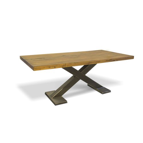 Contemporary table - X-RAY SHORT - Ecomatrix SRL - oak / painted steel base / rectangular