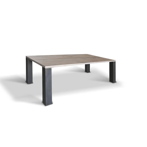 Contemporary table - LEO 12 - Ecomatrix SRL - oak / oiled wood / steel base