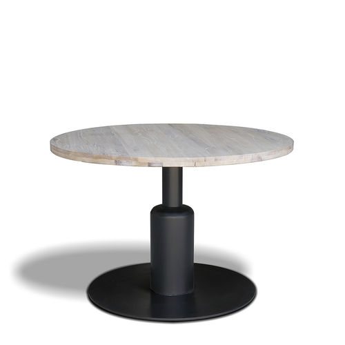 Contemporary table - BOUTEILLE - Ecomatrix SRL - oak / oiled wood / steel base