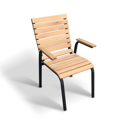 Contemporary chair - TERRACE  - Ecomatrix SRL - indoor / oak / steel base