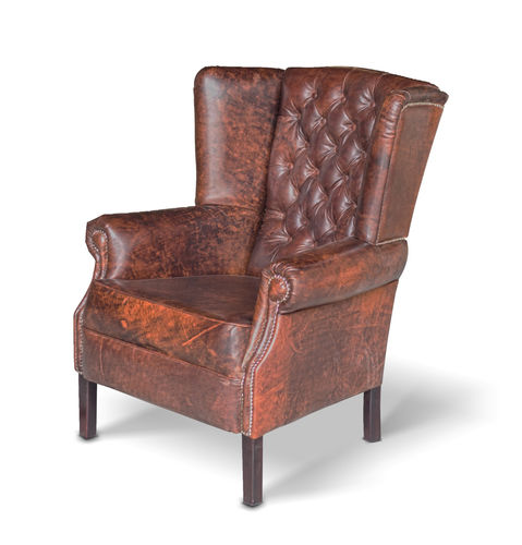 Traditional armchair - HUBERTUS - Ecomatrix SRL - leather / wing / gray