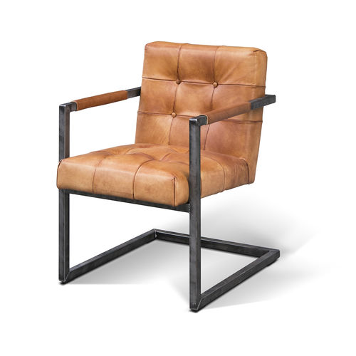 Contemporary chair - BRUNO - Ecomatrix SRL - indoor / leather / metal base