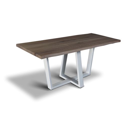 Contemporary table - LODGE - Ecomatrix SRL - oak / steel base / painted steel base