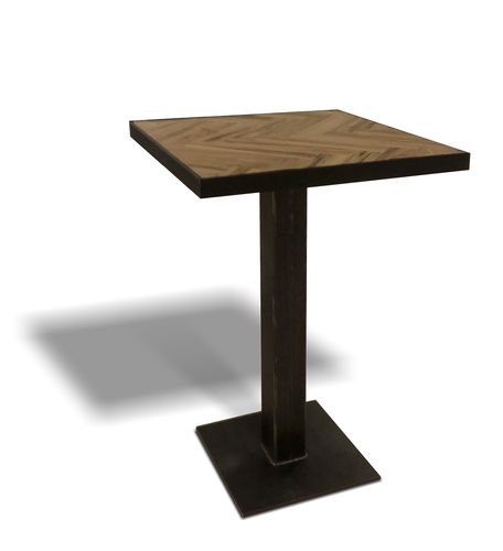 Contemporary high bar table - Ecomatrix SRL - oak / steel base / painted steel base