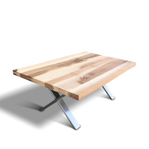 Contemporary coffee table - XAVIER - Ecomatrix SRL - oak / steel base / painted steel base