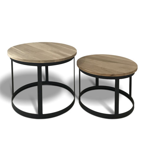 Contemporary coffee table - LODGY - Ecomatrix SRL - oak / steel base / painted steel base