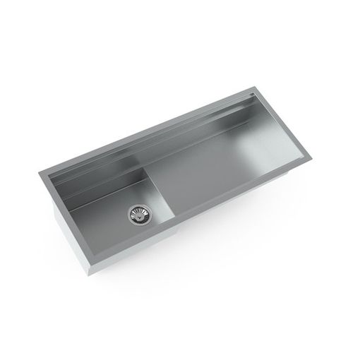 Single-bowl kitchen sink - NEWORK L1100 P - STEEL TIME SRL - with drainboard / stainless steel / overmount