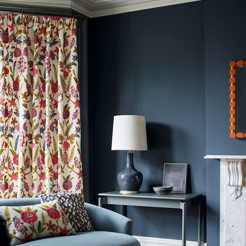 Curtain fabric - CAMILLE  - Jane Churchill - floral pattern / polyester / cotton