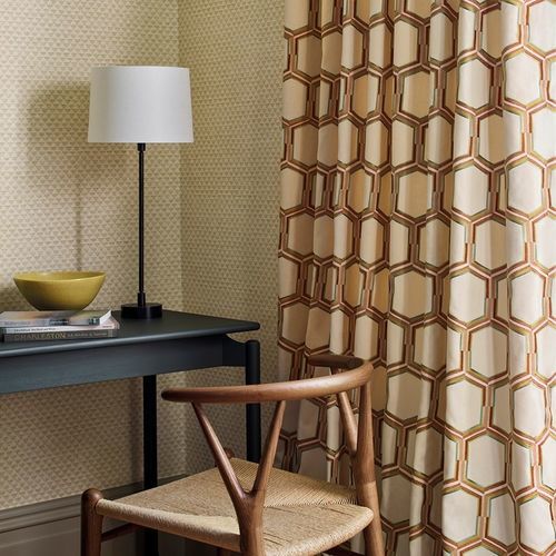 Curtain fabric - ALBUS  - Jane Churchill - geometric pattern / polyester / cotton