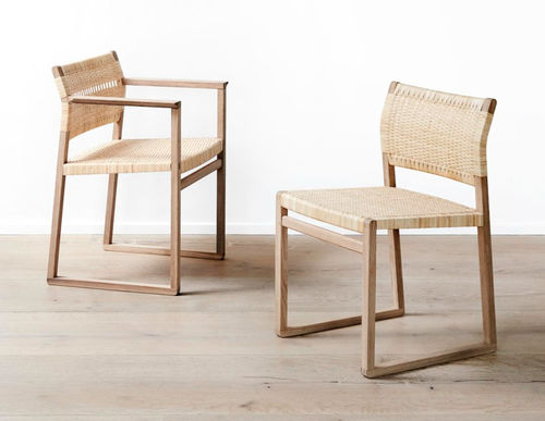 Contemporary chair - BM61 - Fredericia Furniture - indoor / linen / wicker