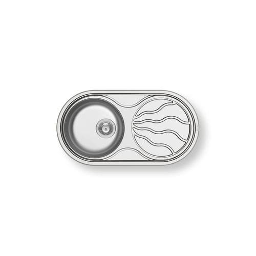 Single-bowl kitchen sink - SR TWIG 1B 1D - PYRAMIS Deutschland GmbH - with drainboard / stainless steel / overmount
