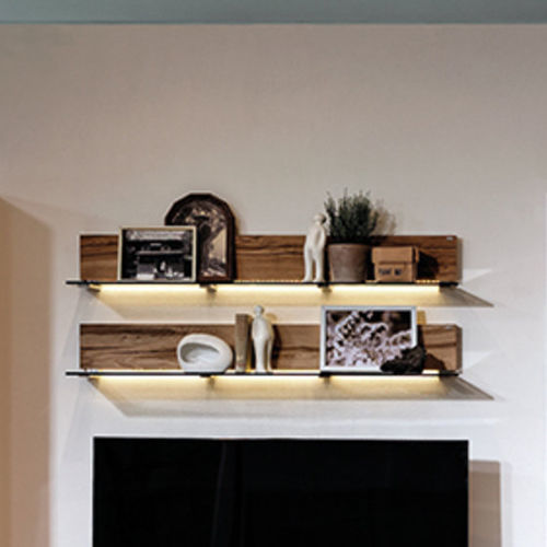 Wall-mounted shelf - V-Alpin - Voglauer Möbelwerk Gschwandtner & Zwilling GmbH & Co. KG - contemporary / oak / glass