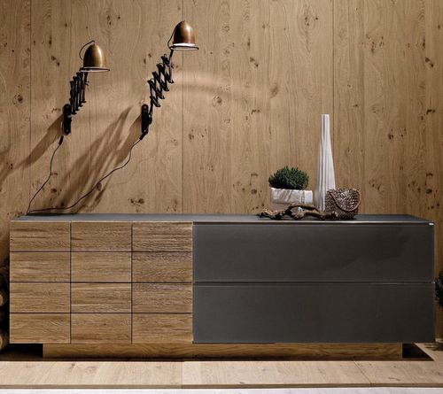 Contemporary sideboard - V-Montana  - Voglauer Möbelwerk Gschwandtner & Zwilling GmbH & Co. KG - oak / glass / with drawers