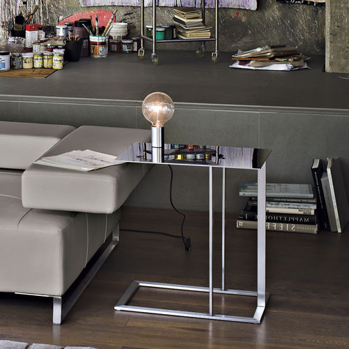 Contemporary Side Table Loft Arketipo Stainless Steel Polished Rectangular Contemporary Side Table Loft, Over Arm Side Table