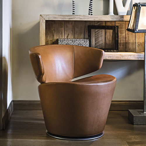 Contemporary armchair - KONO - arketipo - in synthetic fabric / black / brown