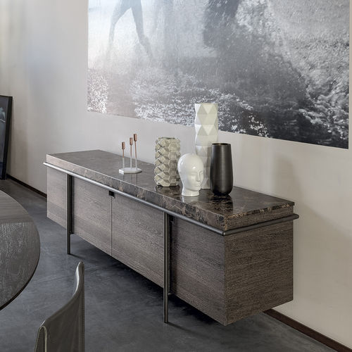 Contemporary sideboard - AURA - arketipo - metal / glass / marble