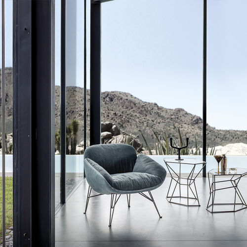 Contemporary armchair - JUNO - arketipo - cotton / metal / gray