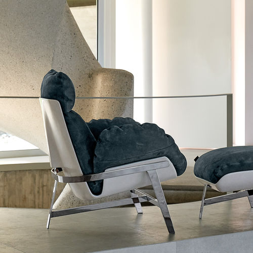 Contemporary armchair - JUPITER LITE - arketipo - cotton / leather / metal