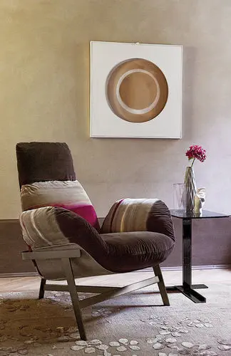 Contemporary armchair - JUPITER - arketipo - cotton / leather / metal