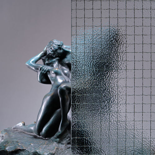 Wired glass panel - E - Glasfabrik Lamberts GmbH & Co. KG  - patterned / translucent / for partition wall