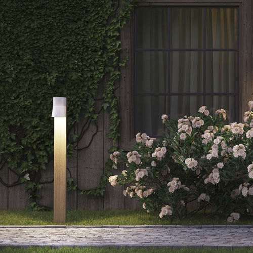 Garden bollard light - BEACON - Royal Botania - contemporary / teak / porcelain