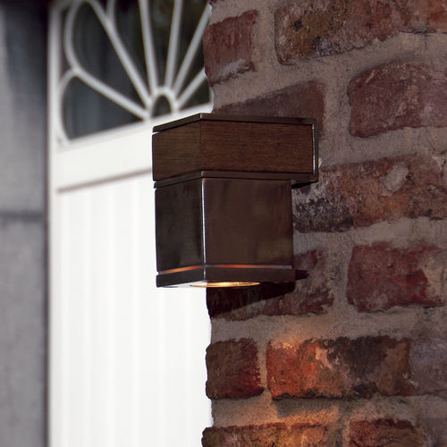 Contemporary wall light - Q-BIC - Royal Botania - outdoor / stainless steel / teak