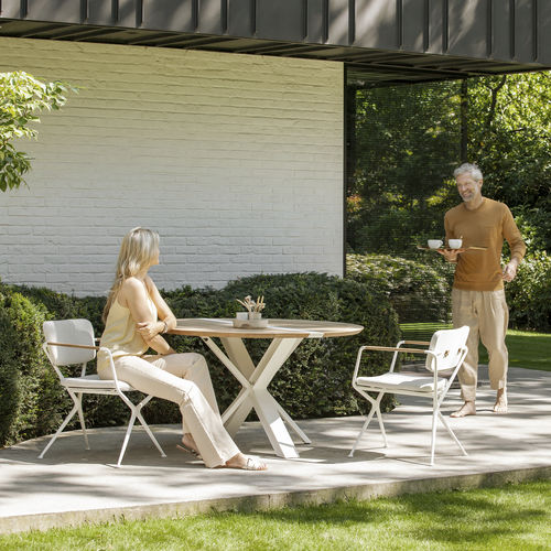 Contemporary garden chair - EXES - Royal Botania - outdoor / aluminum / fabric