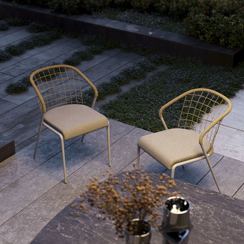 Contemporary chair - FENSI - Royal Botania - outdoor / fabric / stainless steel